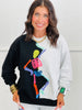 Queen Of Sparkles Black/Grey Colorblock Sequin Skeleton Sweatshirt (Reg. and Plus)