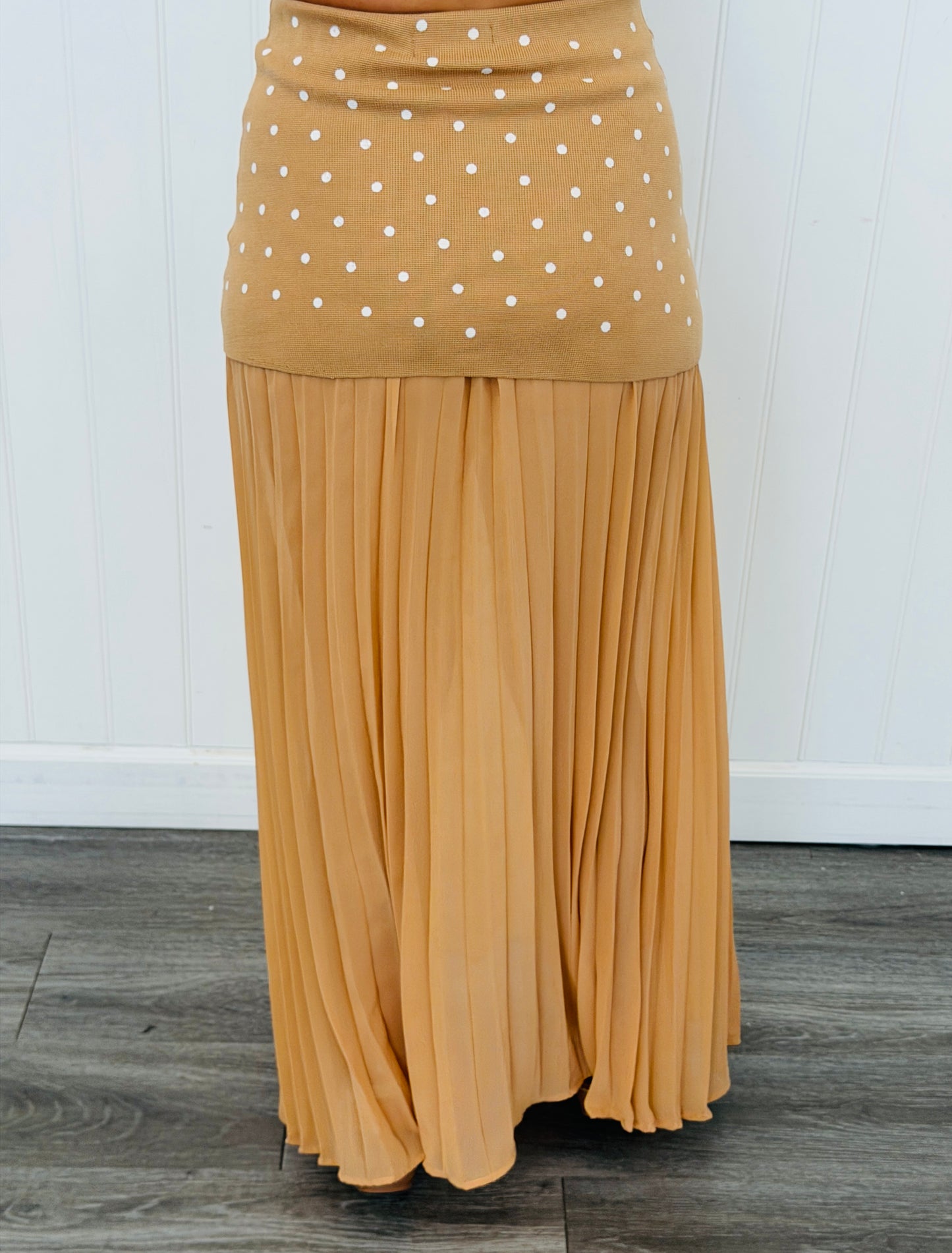 Camel Polka Dot Top & Maxi Skirt Set (Reg.)