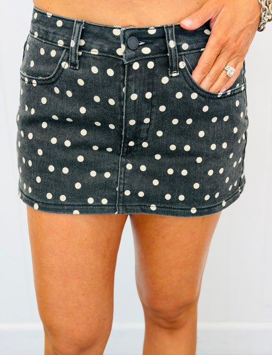 Polka Dot Denim Mini Skort (Reg.)