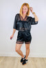 Black Football Jersey Mesh Shorts Set (Reg & Plus)