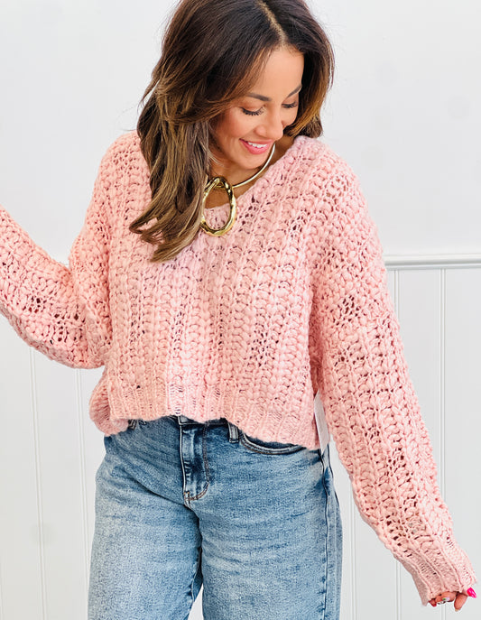 Precious Pink Popcorn Yarn Sweater (Reg.)