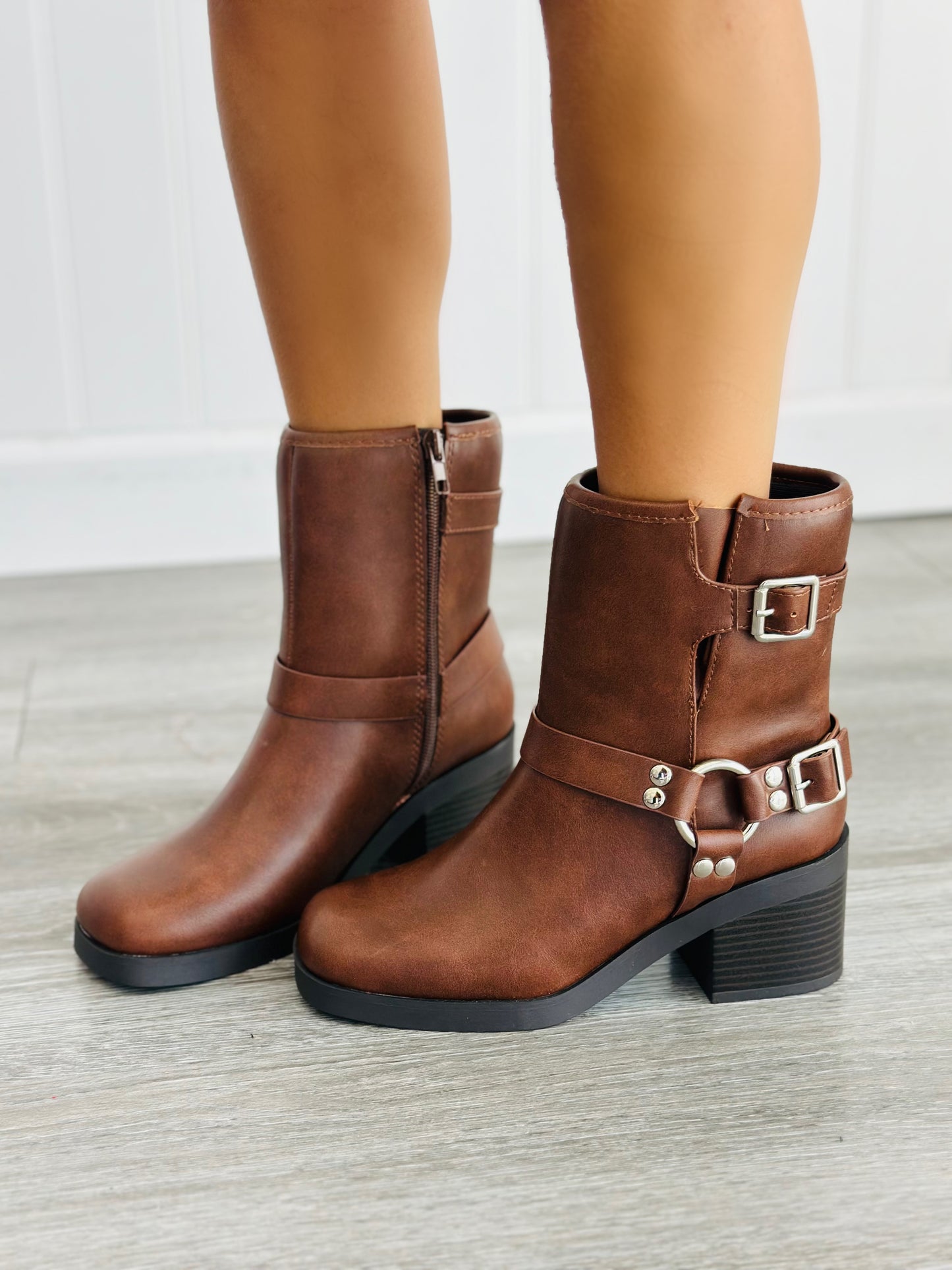 Brown Almost There Ankle Moto Boot