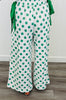 Ivory/Sage Polka Dot Side Sash Wide Leg Pants (Reg.)