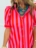 Pink Striped Midi Shirt Dress (Reg & Plus)