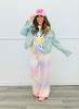 Light Denim Rhinestone Button Up Jacket (Reg. and Plus)