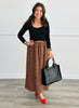 Brown/Black Dotted Pocket Midi Skirt ( Reg. and Plus)