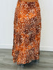 Rust Deer Print Front Slit Midi Skirt (Reg.)