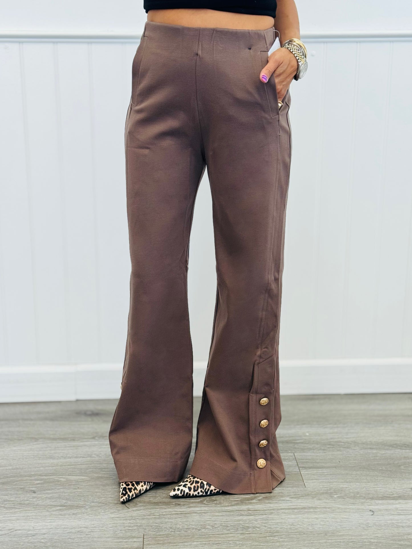 Dear Scarlett Magic Gold Button Wide Leg Pants (Reg. and Plus) - 7 Colors
