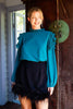 30a- Solid A-line Faux Fur Trim Skirt- 2 Colors