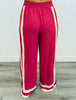 Cranberry Contrast Stripe Shirt & Pants Set (Reg & Plus)