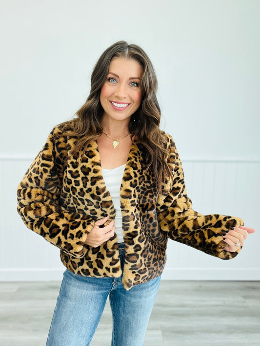 Brown Leopard Faux Fur Jacket (Reg.)