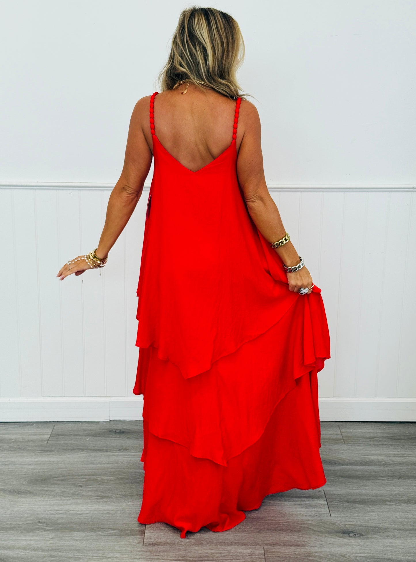 V-Neck Sleeveless Tiered Maxi Dress (Reg. and Plus) - 6 Colors