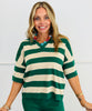 Hunter Green/Almond Stripe Top & Solid Pant Set (Reg.)