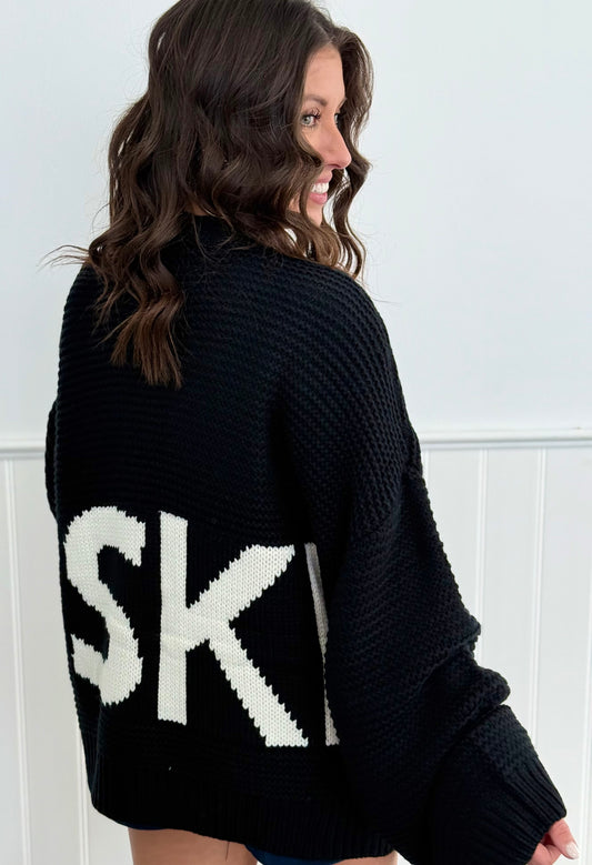 Black Ski Knit Cardigan (Reg)