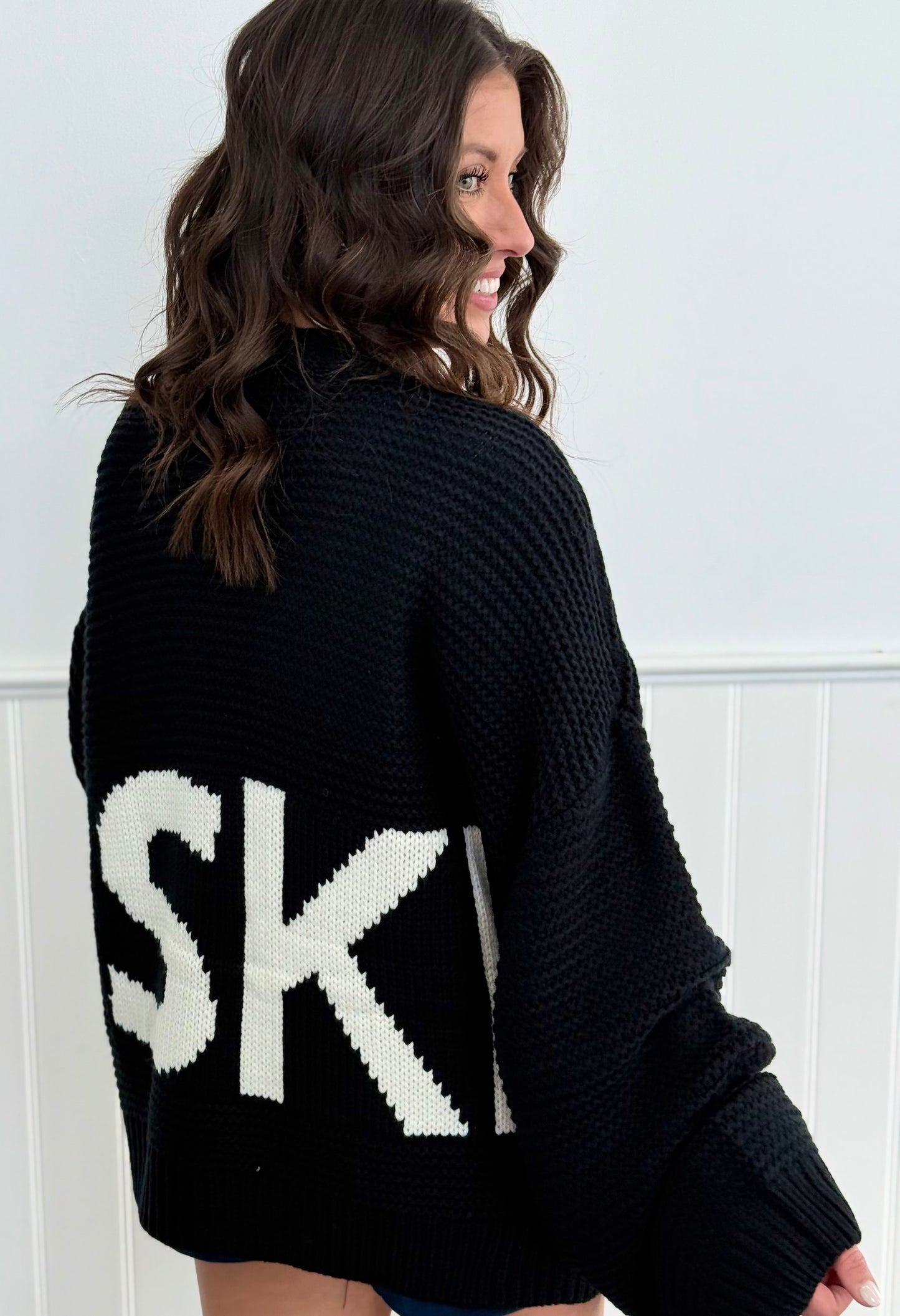 Black Ski Knit Cardigan (Reg)