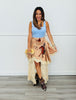 Golden Taupe Satin Wrap Drape Lace Skirt (Reg.)