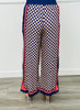 Navy Multi Square Pattern Satin Pants (Reg.)