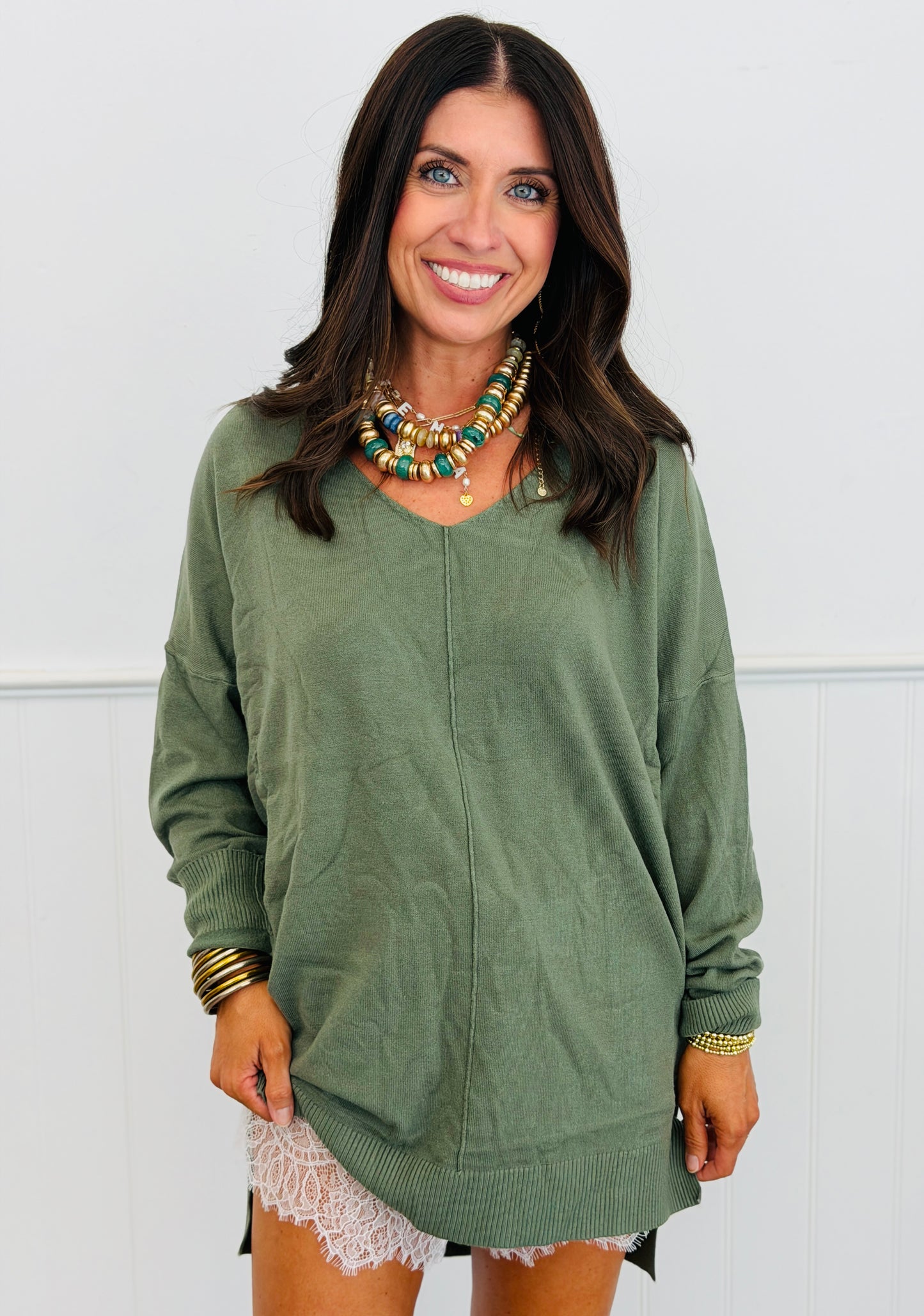 Center Seam Sweater Top Remix (Reg.) - 7 Colors
