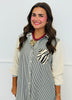 Taupe/Ivory Contrast Zebra Print Shirt Dress (Reg & Plus)