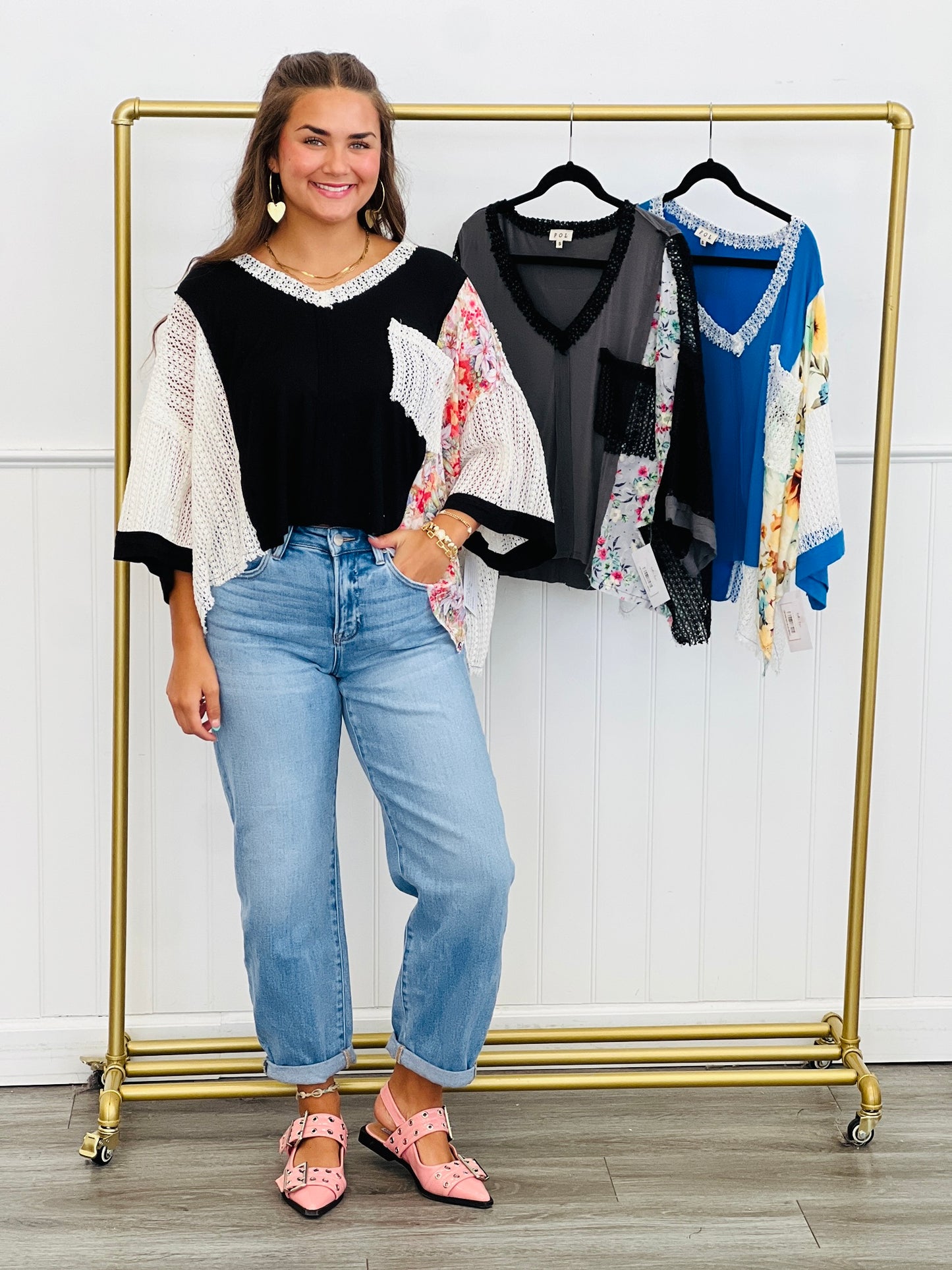 POL V-Neck Relaxed Fit Boxy Top Remix (Reg.)-3 Colors