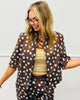Choco/Blue Polka Dot One Button Cardigan (Reg.)