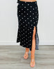 Polka Dot Side Slit Midi Skirt (Reg.)-2 Colors