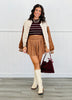 Varsity Color Block Teddy Fur Jacket (Reg.) -2 Colors
