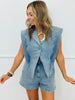 Vintage Washed Denim Twofer Romper (Reg.)