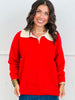 Red Contrast Collar Sweater Top (Reg. and Plus)