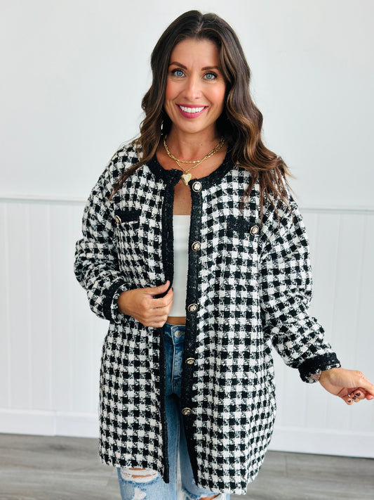 Black/White Houndstooth Woven Jacket (Reg)