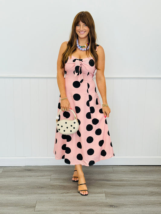 black vanity dresser Black & White Polka Dot Ruffle Mini Dress – Moda Boutique main image 0