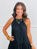 Black Eyelet Halter Midi Dress (Reg)