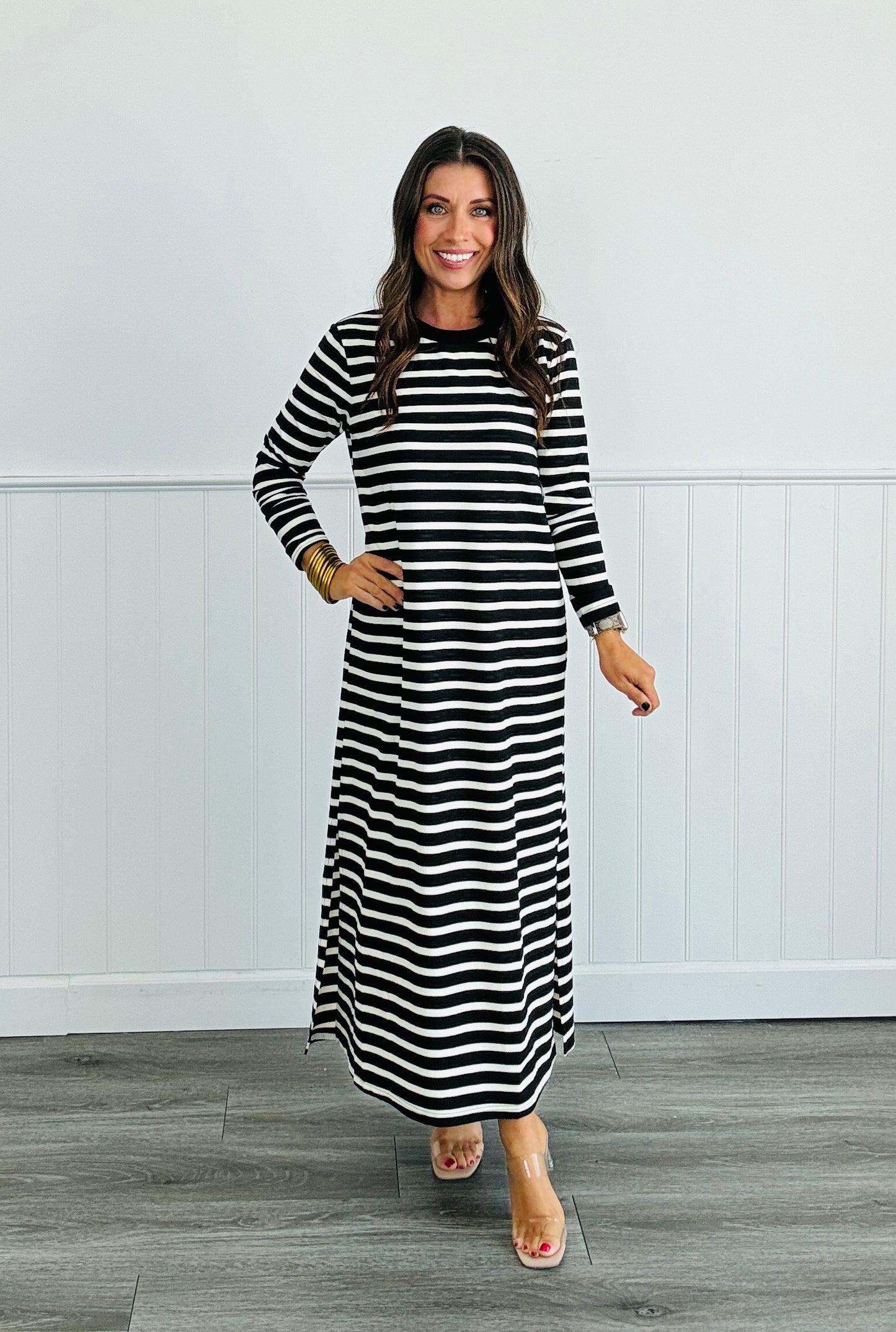 Take On The Day Striped Midi Dress (Reg)-2 Colors