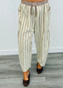 Contrast Waist Textured Cropped Pants (Reg. and Plus) - 2 Colors