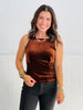 Velvet Back Tie Sleeveless Top (Reg.)-4 Colors
