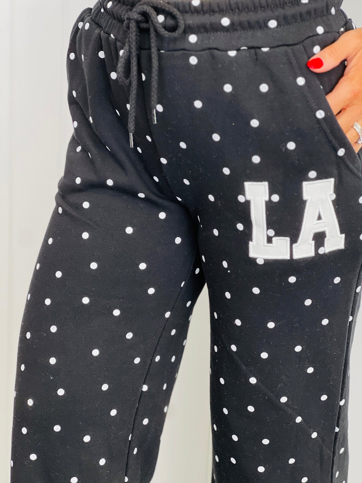 Fleece Polka Dot LA Patch Joggers  (Reg.)-2 Colors