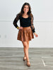 Faux Leather Pintuck Mini Skirt (Reg & Plus)-3 Colors