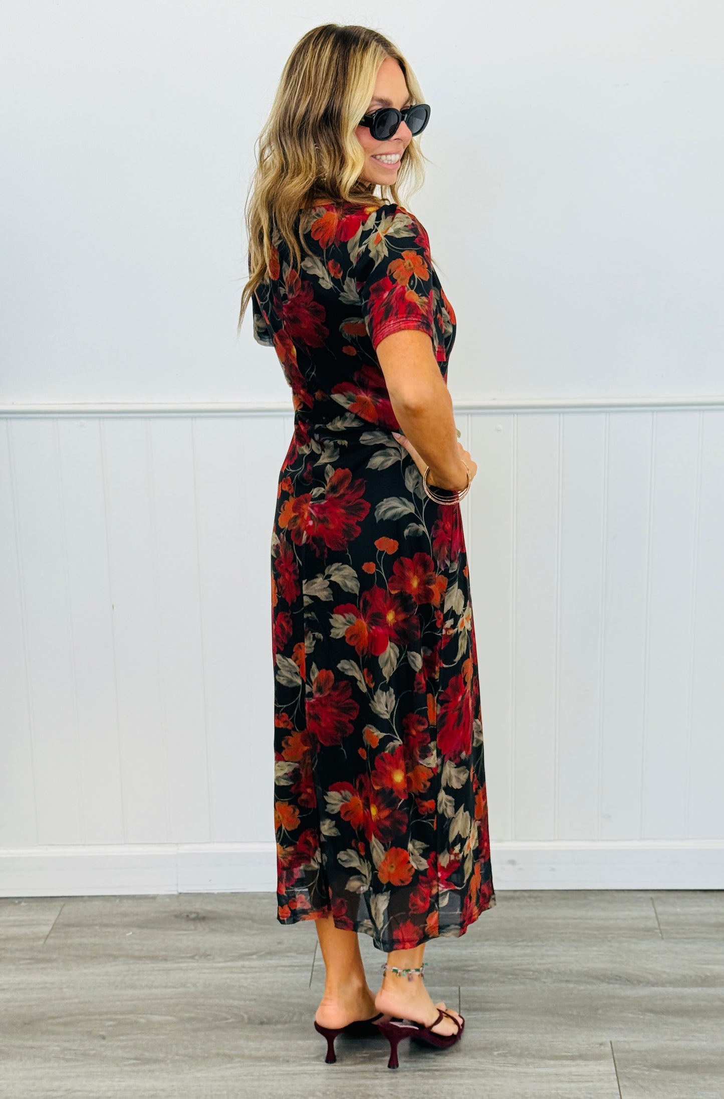 Black Multi Floral Print Maxi Dress (Reg & Plus)