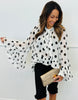 Polka Dot Ruffled Chiffon Blouse (Reg & Plus) - 2 Colors