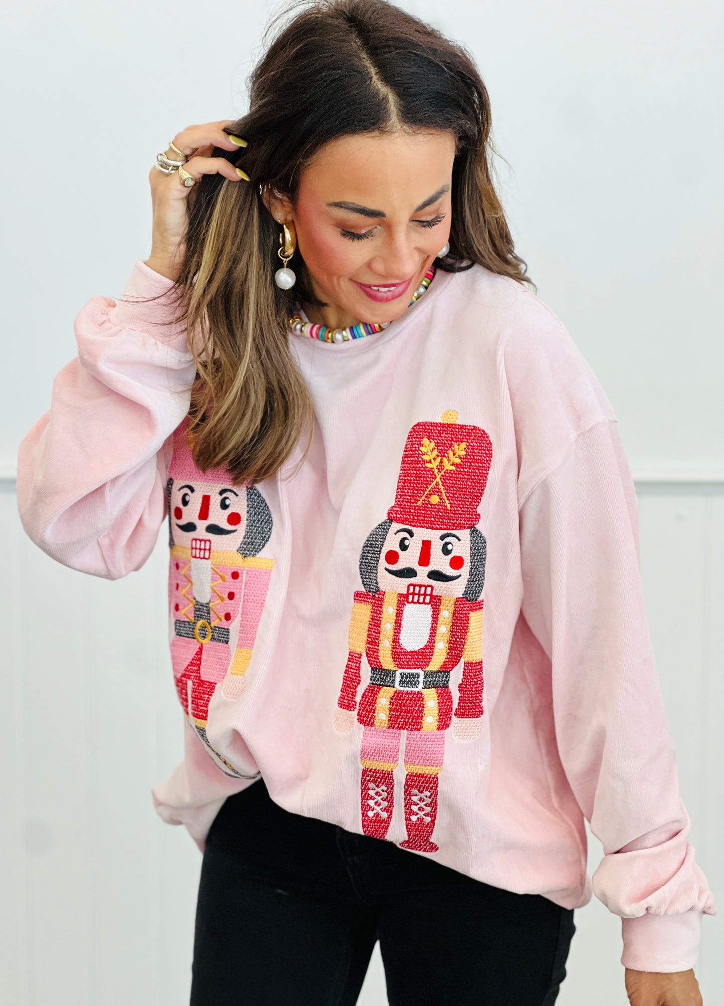 Pink Nutcracker Embroidered Corduroy Top & Pant Set (Reg.)