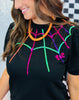 Black Sequin Spider Web Puff Sleeve Blouse (Reg. and Plus)