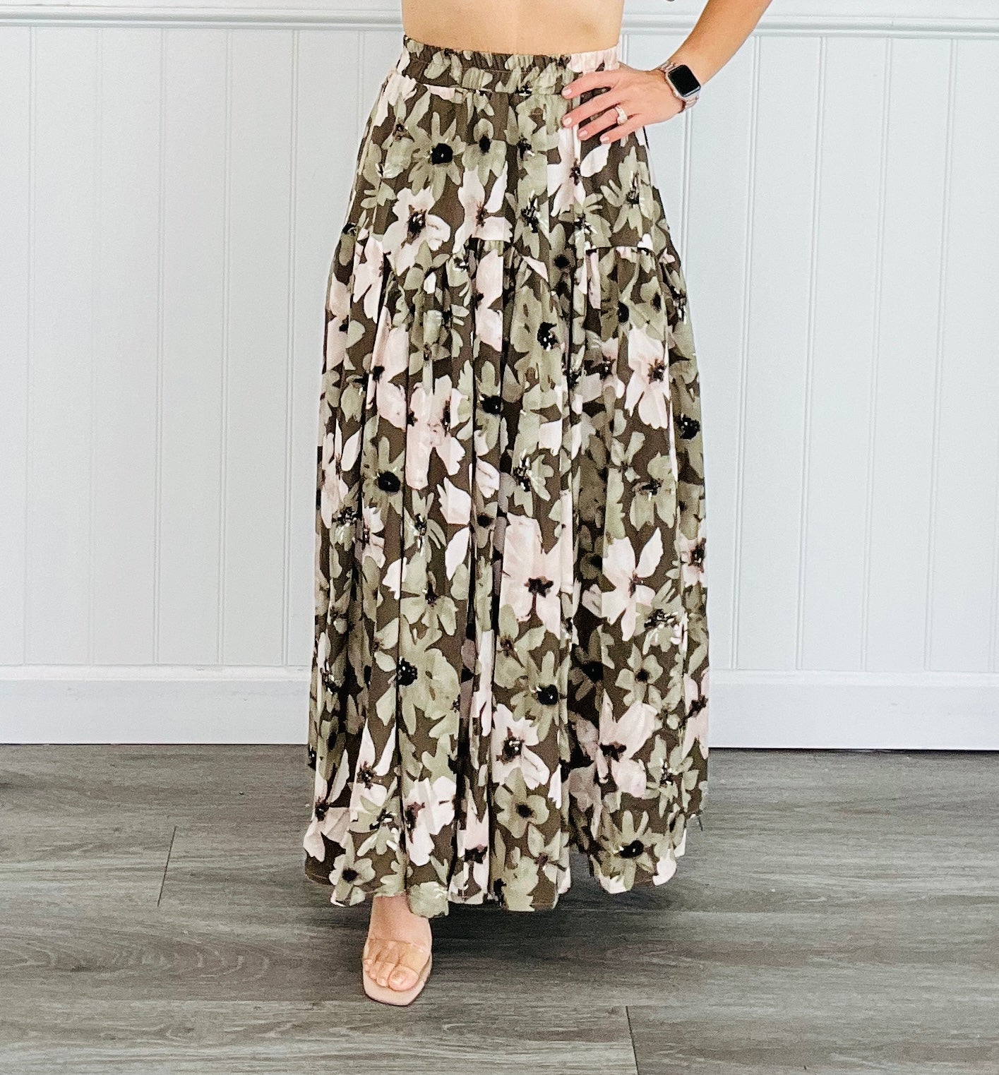 Earth Tones Floral Maxi Skirt (Reg)