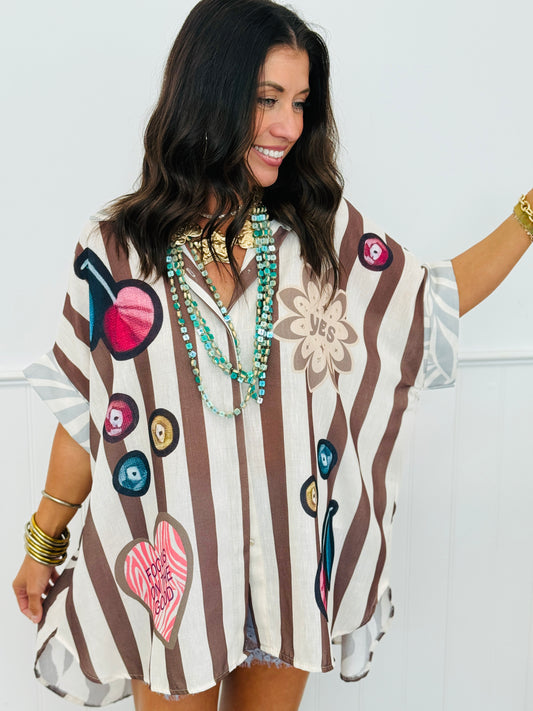 Brown Zebra/Stripe Better Late Than Ugly Top (One Size)