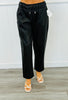 Black Faux Leather Drawstring Pants (Reg.)