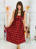 Brick Plaid Tie Straps Midi Dress (Reg & Plus)