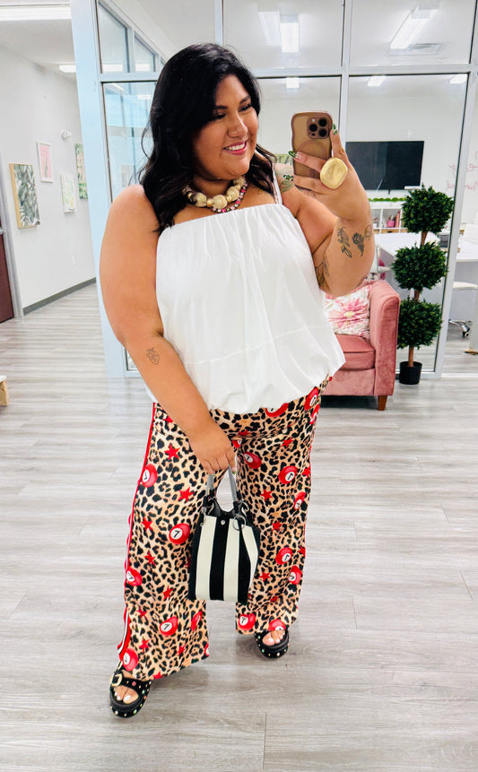 Leopard Number 7 Ball Side Stripe Pants (Reg. and Plus)
