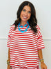 Striped Contrast Trim Boxy Top (Reg. and Plus) - 5 Colors