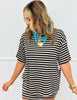 Black/Taupe Striped Lyocell Tee Top (Reg.)