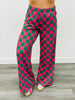 Hot Pink/Green Checkered Knit Pants (Reg. and Plus)