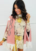 Pink Fringe Detail Open Cape Jacket (Reg.)